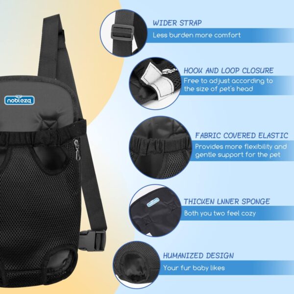 Nobleza Pet Carrier Backpack, Adjustable Dog Front Carrier Legs Out Easy-Fit Dog Carrier Backpack for Small Dogs Cats and Rabbits (L, Black) - Image 5