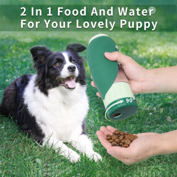 Travel Water Bottle,Food Grade Silicone Dog Water Bottle,BPA-Free,Portable Dog Water with Food Container and Drinking Feeder,Leak Proof Dog Cup,Pet Water Bottle for Walking Hiking for All Dogs - Image 2