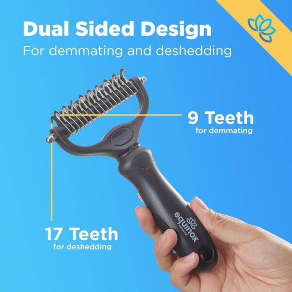 Equinox Dog Grooming Scissors & Deshedder - 7 in 1 Pet Grooming Scissors Set with undercoat brush - Curved Dog Scissors with safety tips - Includes Thinning & Rounded Shears - For dogs & cats - Image 2