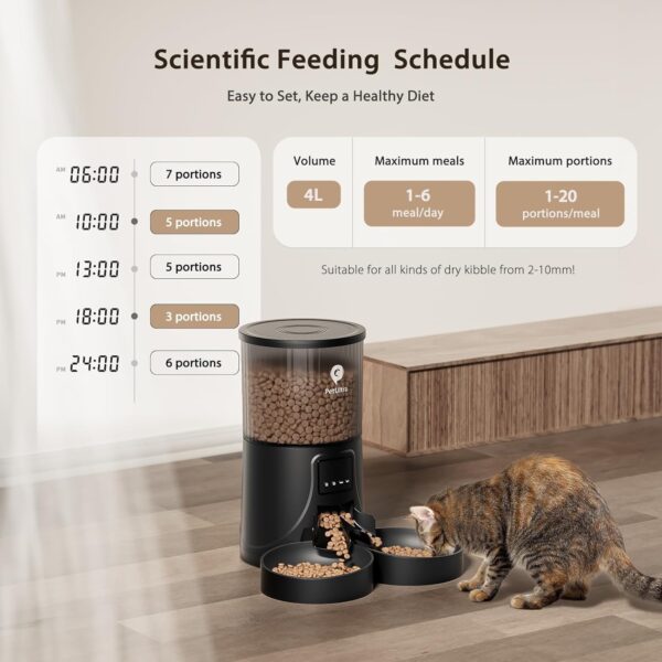 Cat Feeder Automatic for 2 Cats: Automatic Cat Feeder WiFi 2.4G- Time Dual Cat Feeder 1-10 Meals| Smart App Control Auto Pet Feeder for Cats and Small Dog Indoor- Dual Power& Detachable Clean - Image 3