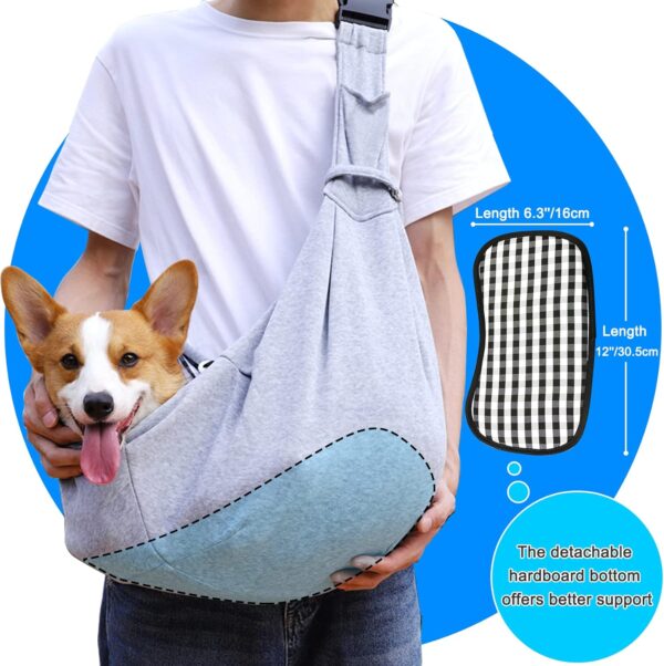 Dog Sling Carrier for Small Dogs Cat Puppy Pets Up to 16.5lbs, Comfy Hard Bottom Support, Adjustable Padded Shoulder Strap, Hands-Free Dog Carrier Sling Bag for Outdoor Travel - Image 6