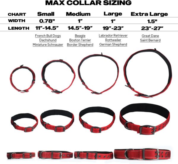 PetiFine Dog Collar with Metal Buckle, Heavy Duty Dog Collar with Soft Neoprene Padded, Adjustable Reflective Nylon Dog Collars for Small Medium Large Dogs(S, Red) - Image 5