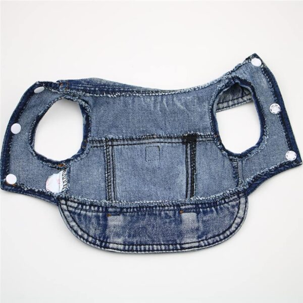 Dog Jeans Jacket Cool Blue Denim Coat for Small Medium Girl Boy Dogs Puppy Clothes Comfort Lapel Harness Vest with D-Ring for Leash - Image 7