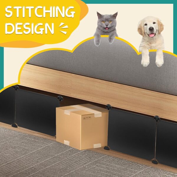 Under Bed & Couch Blocker for Pets and Toys - 166" Length, 11.8" Height | Includes Sticky Tape, Connectors & Zip Ties - Black - Image 6