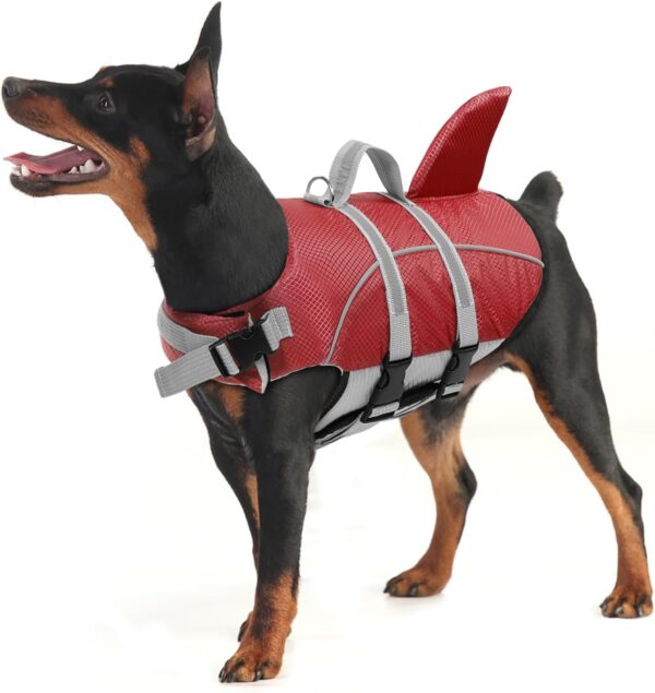 AOFITEE Dog Life Vest for Swimming, Shark Dog Life Jacket for Small Dogs, Adjustable Dog Swimming Vest with Rescue Handle and High Buoyancy, Reflective Puppy Life Jacket Lifesaver for Boating XS