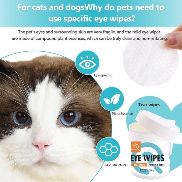 Pet Wipes for Cats & Dogs, Grooming Wipes for Eyes, Paws, Ears, Nose, Unscented Soft Pet Tear Stain Remover Wipes 300 Pads - Image 4