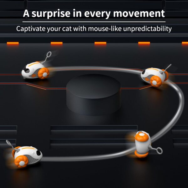 Interactive Cat Toys with Remote Control Smart Electric Cat Toys with LED Lights Type-C Rechargeable Automatic Cat Toys with Sound Switch for Indoor Cats Boredom Exercise-Orange - Image 3