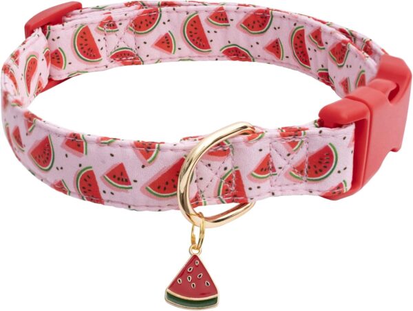 Faygarsle Cute Dog Collar for Girls Boy Dogs Soft Fancy Pet Collar with Watermelon Design Ideal Pink Summer Dog Collar for Small Medium Large Dogs M