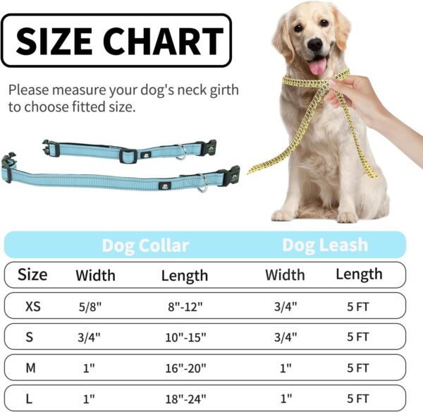 NESTROAD Reflective Dog Collar and Leash Set,Soft Neoprene Pet Collar with Quick Release Buckle,Adjustable Nylon Dog Collars for Small Medium Large Dogs(Medium Collar + 5FT Leash,Blue) - Image 5