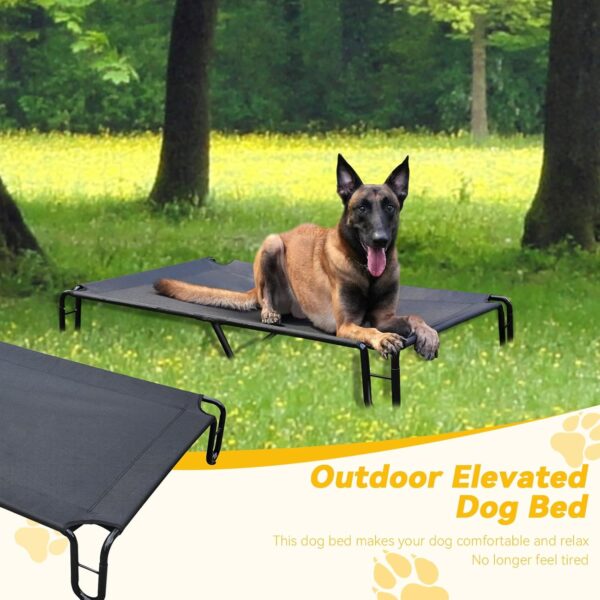 Outdoor Elevated Dog Bed,Cooling Raised Dog Cot Bed for Large Dogs,Pet Bed Waterproof with Stable Frame,Breathable Recyclable Mesh,Up to 85 lbs,Black - Image 7