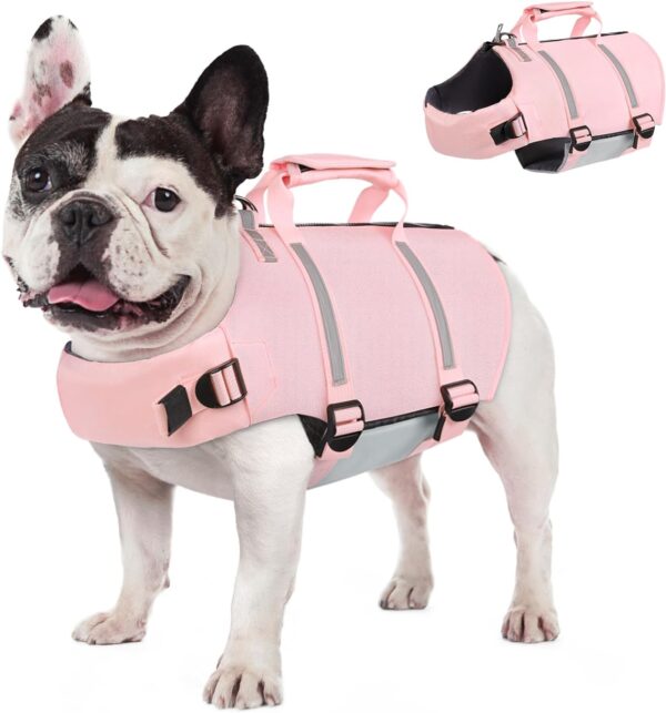 AOFITEE Small Dog Life Jacket, Dog Life Vest for Swimming, XS Dog Swimming Vest, Reflective Dog Floating Vest Swimsuit with Rescue Handle and Zipper, Dog Swimming Vest for Small Medium Large Dogs XS