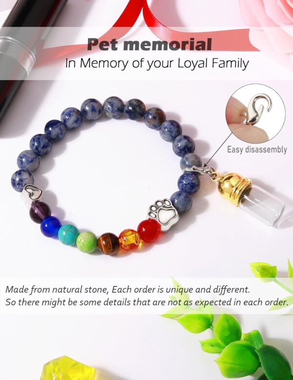 Pet Memorial Gift for Loss of Dogs Cat, Rainbow Bridge Glass Jar Bracelet, Cylinder Cat Dog Urn for Pet Ashes Cremation Keepsake Women and Men Who Dog Sympathy Commemorative Gift - Image 3