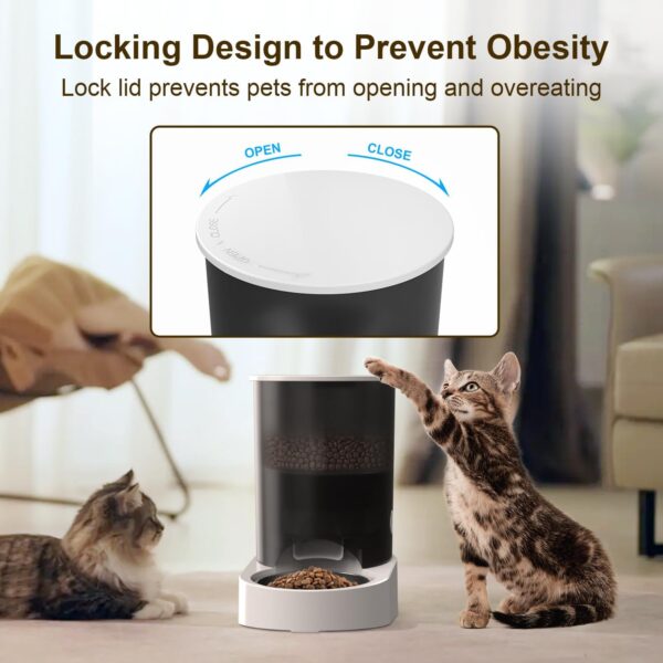 Automatic Cat Feeder, 2.4/5GHz WiFi Automatic Dog Feeder Rechargeable Battery-Operated, APP Control Smart 4L Cat Food Dispenser with 1-10 Meals for Cats and Dogs, Dual Power and Support Alexa - Image 5