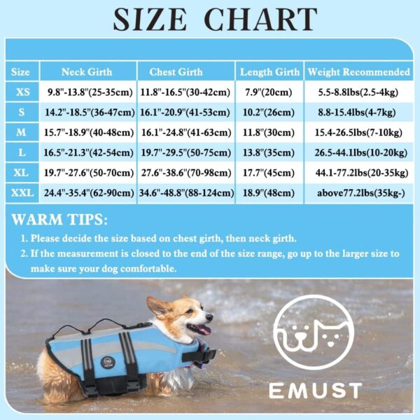 EMUST Life Vests for Dogs, Lightweight Small/Medium/Large Dog Life Preserver, XL Dog Life Jacket for Swimming/Boat/Water, Life Jacket for Large Dogs,Blue, XL - Image 5