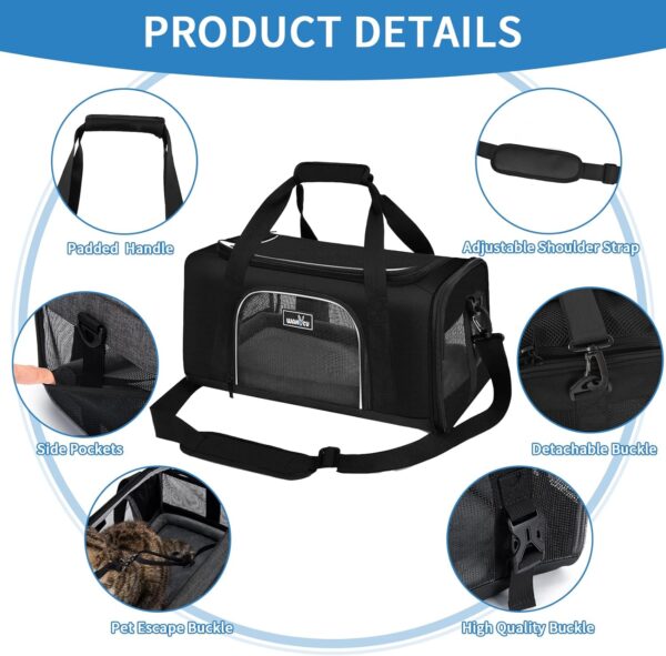 Pet Carrier for Small Dogs Cats TSA Approved Pet Travel Carrier Bag Adequate Ventilation Soft Dog Cat Carrier with Safety Lock Zipper - Image 3