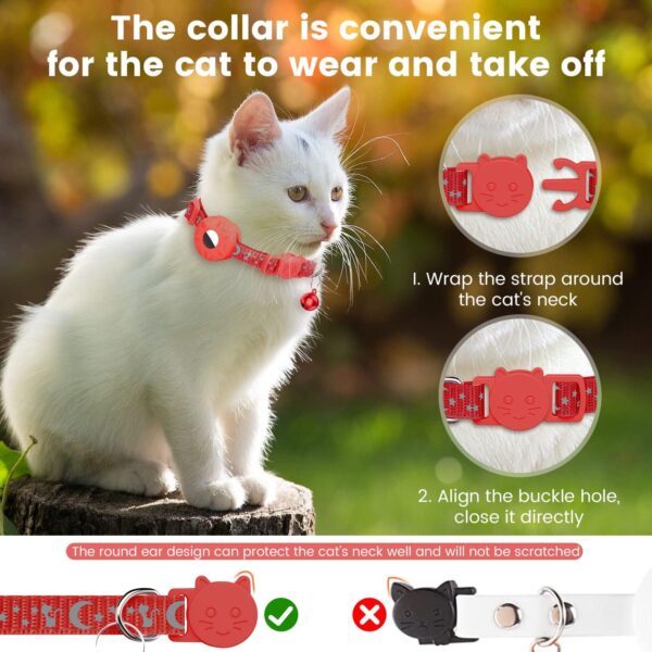 Airtag Cat Collar, Striking Collar for Cat with Safety Buckle and Waterproof Air Tag Holder in 3/8" Width, Cat Airtag Collar, Cat GPS Tracker Collar Compatible with Apple Airtag for Cat Puppy - Image 6