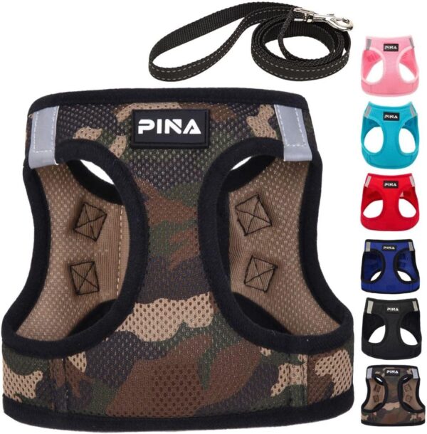 PINA Dog Harness for Small Dogs No Pull, Small Dog Harness and Leash Set, No Choke Breathable Mesh Dog Vest Harness, Lightweight Adjustable Small Medium Dog Harness - Easy to Put On and Take Off