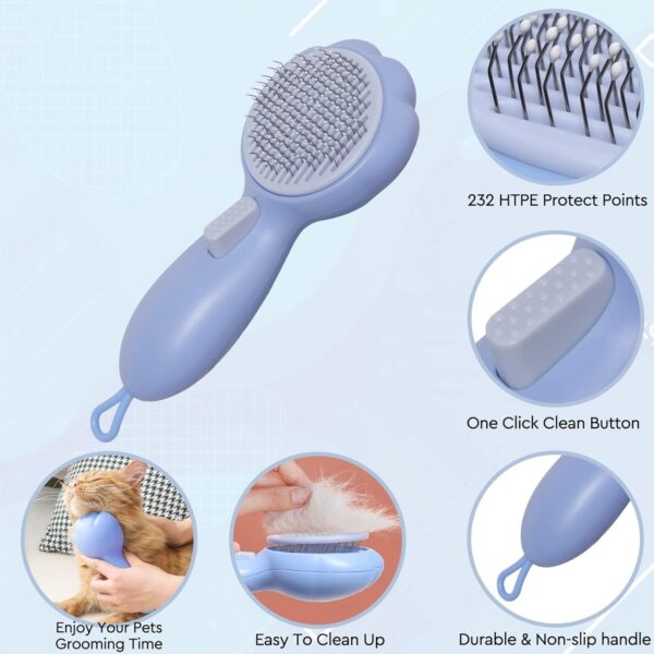 Cat Grooming Glove Brush,Self-Cleaning Slicker Pet Brush for Short and Long Haired Pets,Dog Bath Brush for Shedding and Grooming,Removes Loose Hair and Tangles,Promote Circulation - Image 4