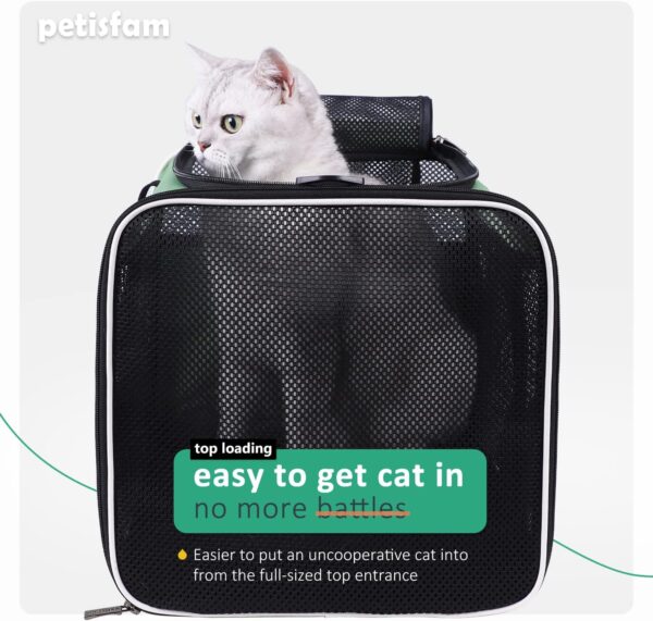 petisfam Easy Load Pet Carrier for Large, Medium Cats, 2 Cats and Small Dogs with Comfy Bed. Easy to Get Cat in, Escape Proof, Easy Storage, Washable, Safe and Comfortable for Vet Visit and Car Ride - Image 2