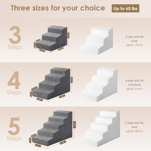 EHEYCIGA Dog Stairs for Small Dog 19.7”H, 4-Step Slope Dog Stairs for High Beds and Couch, Pet Steps with Non-Slip Bottom, Low Ramp and Larger Step Area - Image 2