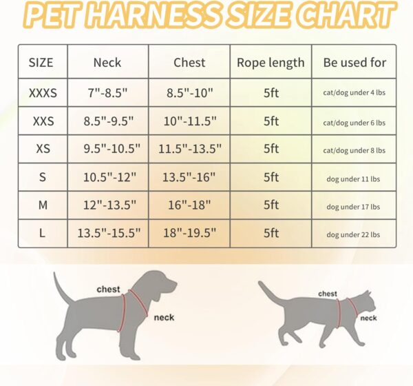 AIITLE Step-in Dog Harness and Leash Set for Walking, No Pull Dog Vest Harness, Cute Seersucker, Soft Breathable Pet Supplies, for Extra Small Dogs and House Cats Yellow XXXS - Image 6