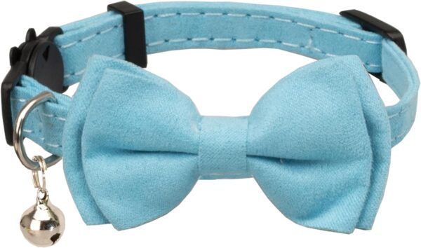 Cat Collar with Bell Breakaway Kitten Small Puppy Safety Bow Tie Solid Wedding Basic Color [1pc] Blue