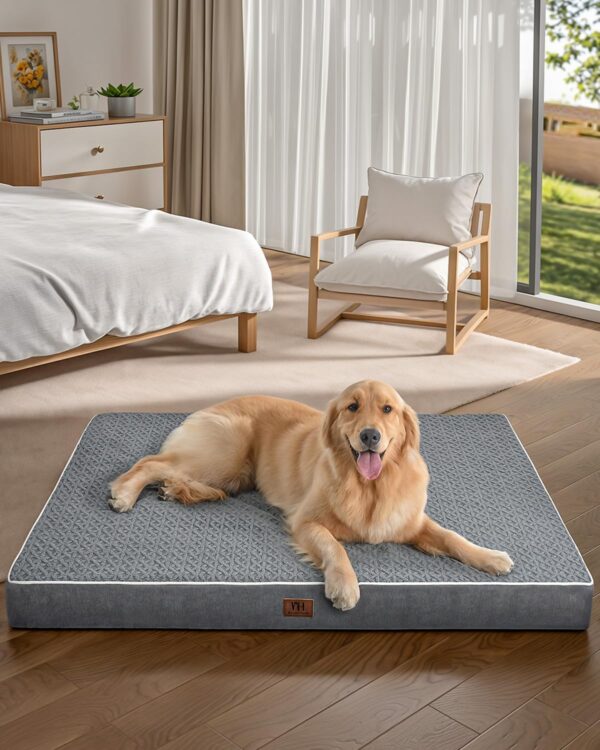 Large Dog Bed - Dog Bed for Large Sized Dog，Orthopedic Dog Bed Waterproof & Washable Dog Bed W/Removable Pet Bed Cover,Dog Bed Large W/Egg Crate Foam Support for Dogs Up to 55 lbs