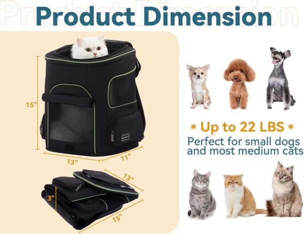 PETSFIT Dog Backpack Carrier with Upgraded Waist Protection Design, Cat Backpacks for Carrying Cats/Dogs/Puppies Up to 22 Pounds. Designed for Hiking Camping Traveling,Black - Image 4