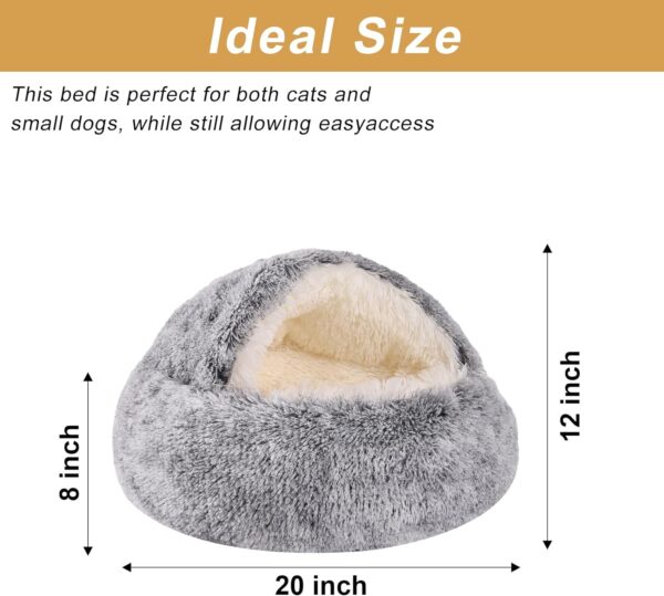 Dog Beds for Small Dogs, Cat Bed Cave, Washable Cute Cat Bed, Cozy Nook Pet Bed for Dogs or Cats, Anti-Slip Puppy Bed for Small Medium Pets (Grey, 20" x 20") - Image 5