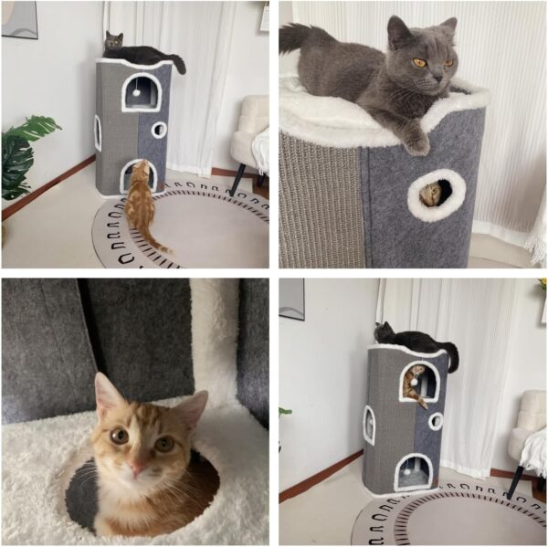 4-Level Cat House for Indoor Cats,Covered Cat Beds and Furniture with Scratch Pad,Hideaway Cave &Cushions,Modern Cat Tower Condo for Multi Small Pet and Large Cats - Image 6