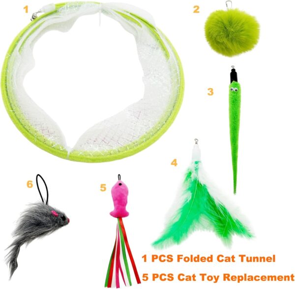 Self Play Cat Hunting Spiral Tunnel Toy, Folded Cat Tunnel Toy Spiral Cat Toy, Cat Spring Toy Spiral Cat Toys for Indoor Cats Play Exercise (Green) - Image 4