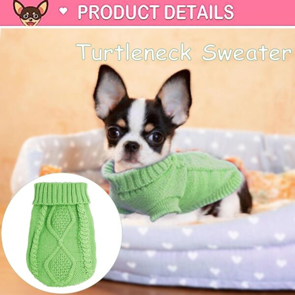 2 Pieces Chihuahua Clothes Dog Clothes for Small Dogs Girl Dog Sweaters for Small Dogs Cute Puppy Cat Clothes Turtleneck Thick Warm Clothes for Yorkie Cat Extra Small Dog Clothes (XX-Smal) - Image 3