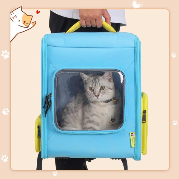 Cat Backpack Breathable Pet Carrier for Cats and Small Dogs, Light Sky Blue - Image 6