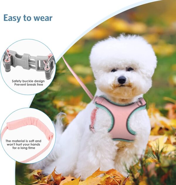 Newest Dog Harness and Leash Set, Escape Proof Soft Adjustable Vest Harnesses, Easy Control Breathable Reflective Strips Jacket, Training for Small Medium Dogs, Cats, Pink XS - Image 5