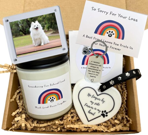 LASTINGTAILS dog memorial gifts for loss of dog, pet memorial gifts, pet loss gifts, loss of dog sympathy gift, dog cat bereavement gift basket for pet lovers, friends, family