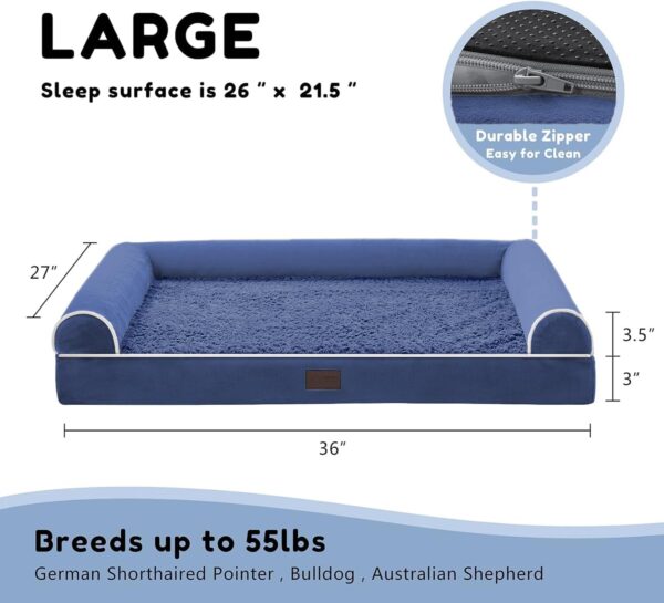 Orthopedic Dog Beds for Large Dogs, Foam Pet Sofa with Waterproof Lining, Removable Washable Cover and Nonskid Bottom, Dog Couch Bed for Comfortable Sleep,Navy Blue - Image 6