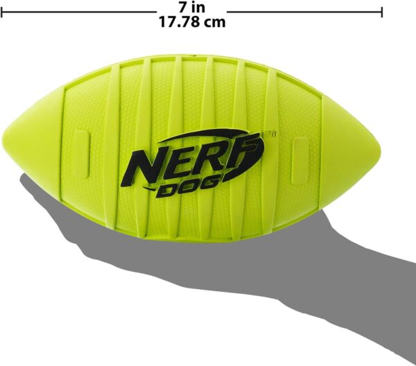 Nerf Dog Rubber Football Dog Toy with Squeaker, Lightweight, Durable and Water Resistant, 7 Inch Diameter for Medium/Large Breeds, Single Unit, Green, Model:6997 - Image 4