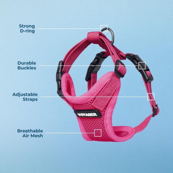 Voyager Step-in Lock Pet Harness - All Weather Mesh, Adjustable Step in Harness for Cats and Dogs by Best Pet Supplies - Fuchsia, XS - Image 4