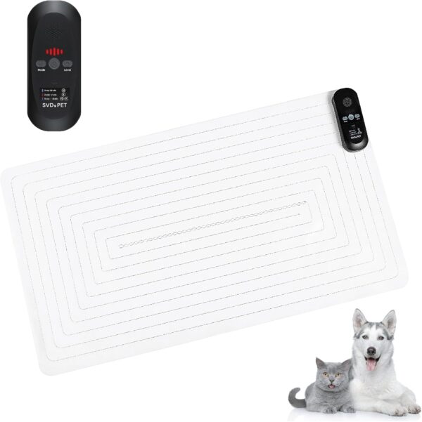 SVD.PET 2024 Upgraded Pet Training Mat with tester, 30" X 16", Pet Shock Pad, Dogs & Cats Electronic Repellent mat for Indoor, 3 Training Modes, 5 Levels, Pet Safe Mode (Black Controller)