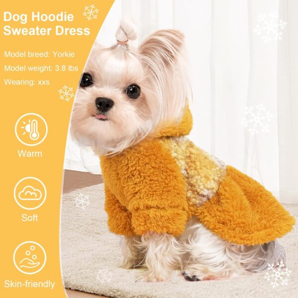 Fleece Dog Dresses for Small Dogs Girl, Dog Sweater Dress Hoodie, Winter Girls Dog Clothes, Pet Clothes Chihuahua Clothes, Dog Outfits Dog Apparel (Small, Yellow) - Image 8