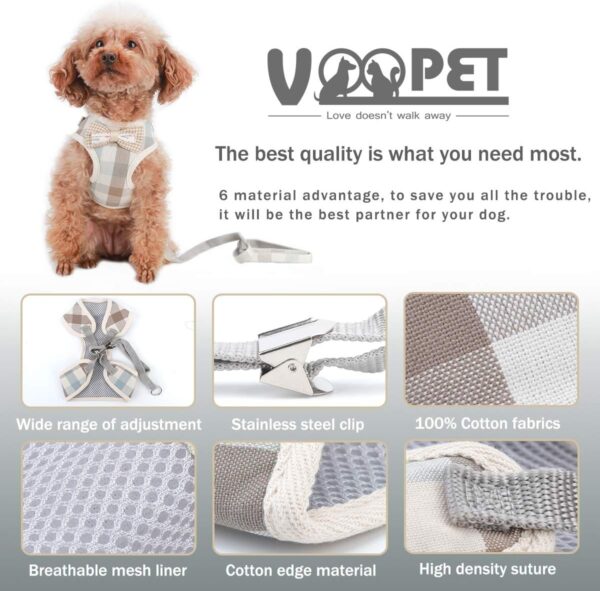 voopet Puppy Harness Easy to Put On & Take Off Step in Dog Harness, Puppy Soft Padded Mesh Front Vest with Leash, Adjustable Pets No-Pull Walking Harness with Cute Bows for Small Dogs and Cats - Image 2