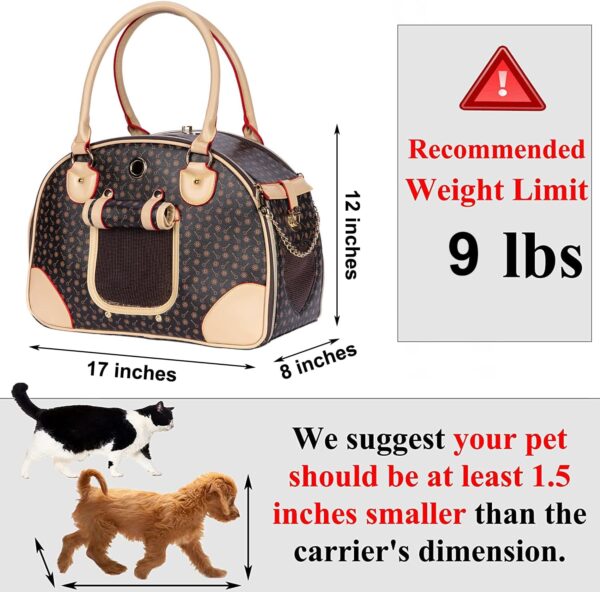 Adriene's Choice Luxury Pet Carrier, Puppy Small Dog Carrier, Cat Carrier Bag, Waterproof Premium PU Leather Carrying Handbag for Outdoor Travel Walking Hiking Shopping - Image 3