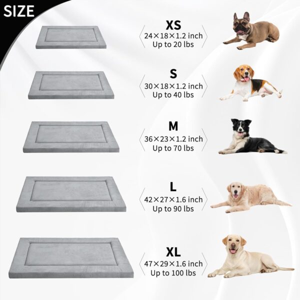 Dog Bed for Crate, High Resilience Foam Dog Crate Mat Kennel Pad with Soft Wavy Plush, Comfortable Anti-Slip Washable Dog Bed for Large Medium Small Dogs & Cats, Grey - Image 5