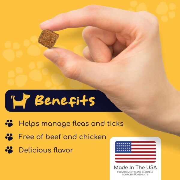 Flea and Tick Prevention for Dogs, Chewable – 90 Peanut Butter Flavored Soft Chews – Made with B Vitamins, Garlic Powder, Brewers Yeast, Coconut Oil, and Apple Cider Vinegar - Image 5