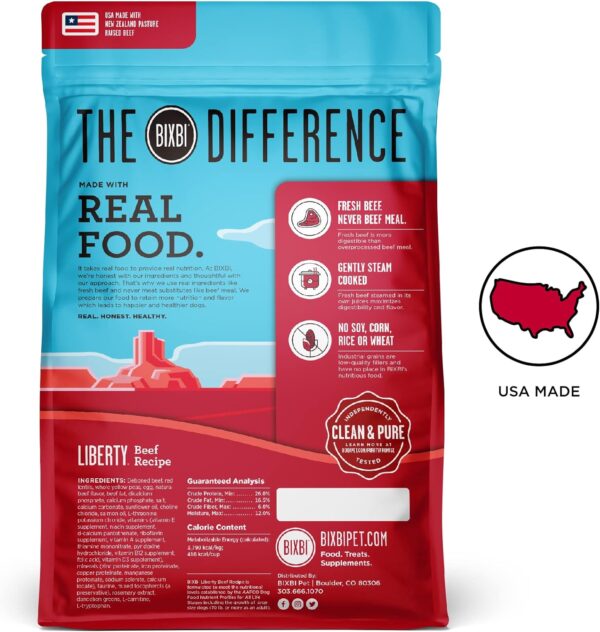 BIXBI Liberty Grain Free Dry Dog Food, Beef, 4 lbs - Fresh Meat, No Meat Meal, No Fillers - Gently Steamed & Cooked - No Soy, Corn, Rice or Wheat for Easy Digestion - USA Made - Image 2