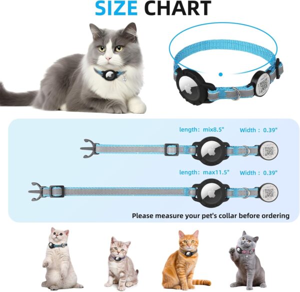 Airtag Cat Collar Breakaway with QR Code Name Tag, Reflective cat Collar airtag Holder with Bell, Cat ID Tag Personalized, Ultra-Durable, Adjustable, Quick Release, Fits Small Large Cats (8.5-11.5") - Image 7