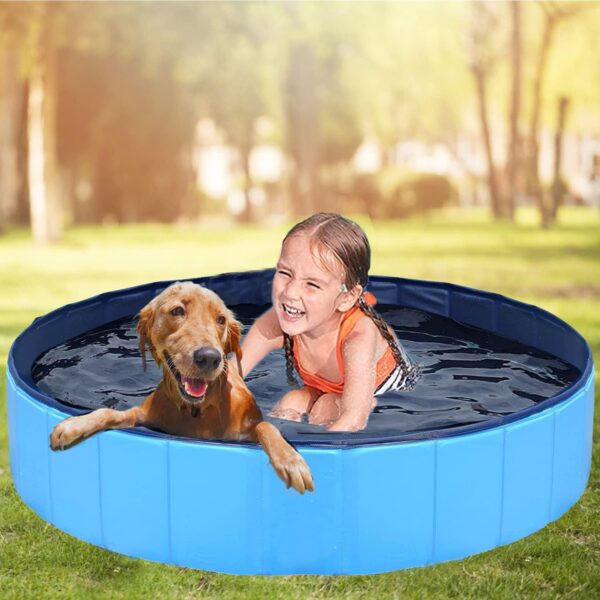 Upgraded Foldable Dog Pet Swimming Pool Plastic Children's Padding Pool Bathtub Large Small Dogs Outdoor Leak-Proof Collapsible Pool(S-32"x 8") - Image 5