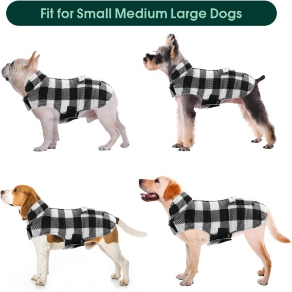 Kuoser Dog Winter Coat, Windproof Dog Fleece Jacket British Style Plaid Cold Weather Dog Vest Coats, Reversible Cozy Warm Dog Clothes Pet Apparel for Small Dogs XS - Image 5