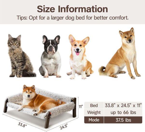 MEWOOFUN Dog Sofa,Elevated Dog Bed Raised Dog Bed Dog Cot Beds for Medium Dogs with Non-Slip Bottom Portable Dog Sofa Bed Pet Bed Indoor & Outdoor Up to 66lbs(Plush Brown) - Image 2