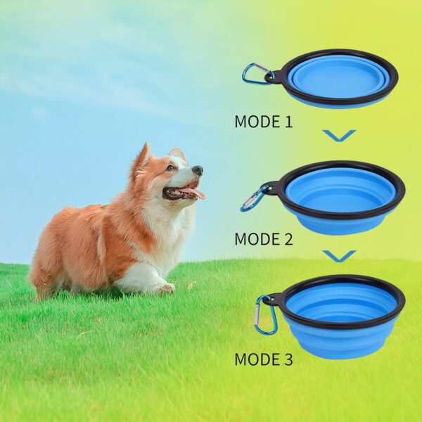 Collapsible Pet Bowls 5 Pack for Cats Dogs Outdoors Portable Feeding Watering Bowls for Traveling Hiking Walking Foldable Dishes with Carabiner (Red Pink Blue Green Yellow) - Image 7